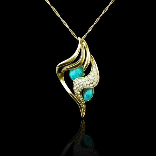  18K Real Gold Plated Turquoise Pendant Necklace
