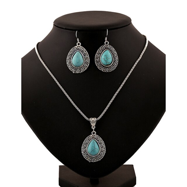  Turquoise Silver Necklace (Includes Necklace & Earrings) Jewelry Set