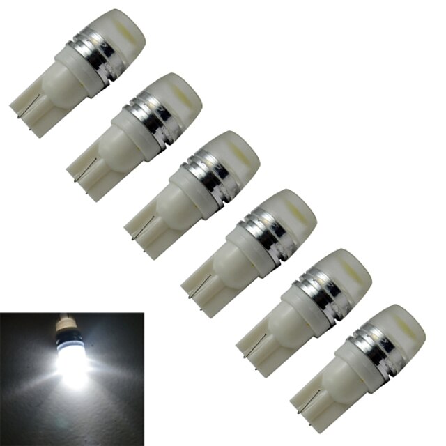  6pcs 90lm T10 Decoration Light 1 LED Beads High Power LED Cold White 12V