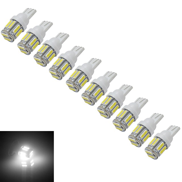  10pcs 1.5 W Διακοσμητικό Φως 100-150 lm T10 10 LED χάντρες SMD 7020 Ψυχρό Λευκό 12 V / 10 τμχ