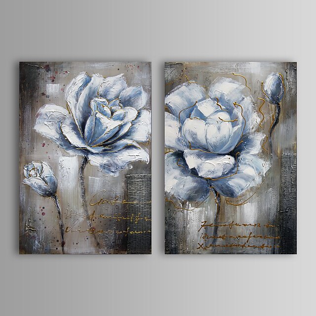  Oil Painting Hand Painted - Abstract Floral / Botanical Classic Stretched Canvas