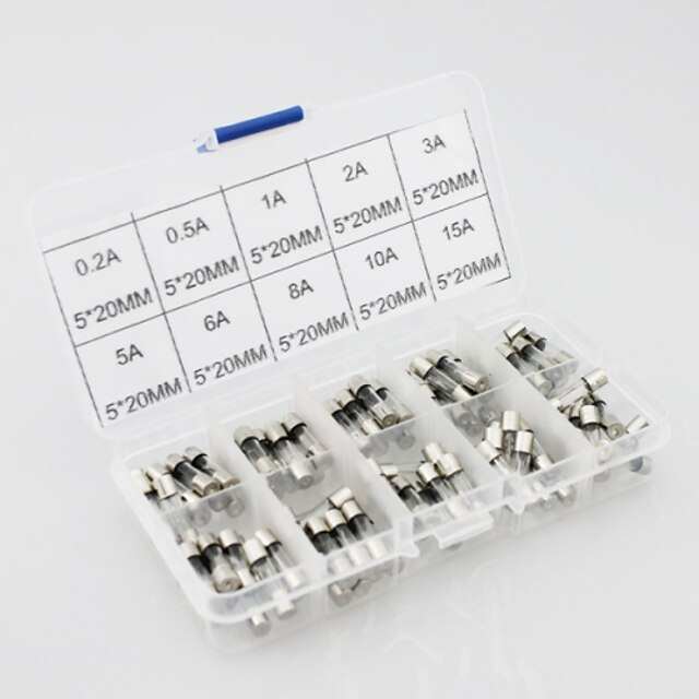  F415 Automotive Glass Fuse Tube 5*20MM 10 Kinds of Specifications 100 PCS Per Pack