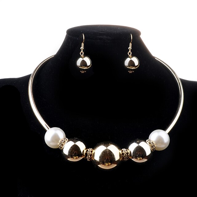  Schmuckset Halskette / Ohrringe Modisch Perle Krystall Imitation Diamant Aleación Kugel Golden Halsketten Ohrringe FürHochzeit Party