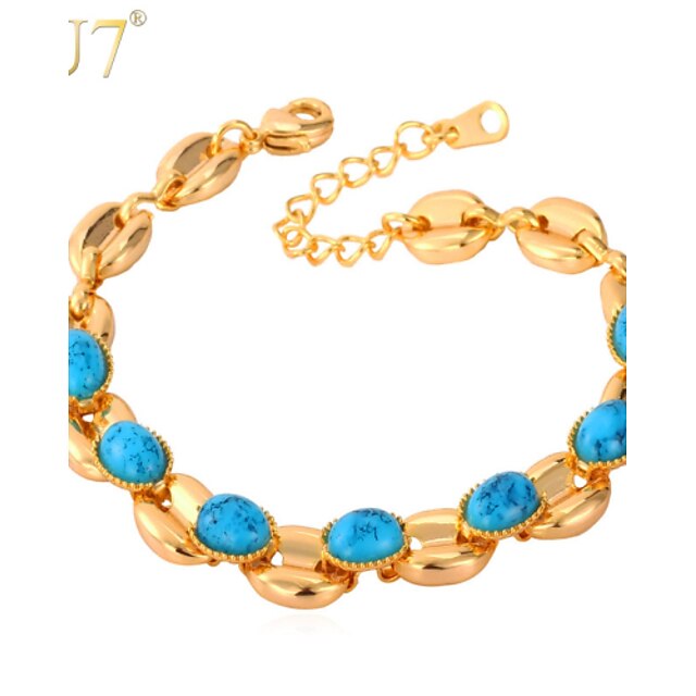  Women's Turquoise Bracelet Aquarius Ladies Charm Party Work Casual 18K Gold Plated Bracelet Jewelry Gold / Silver For Daily