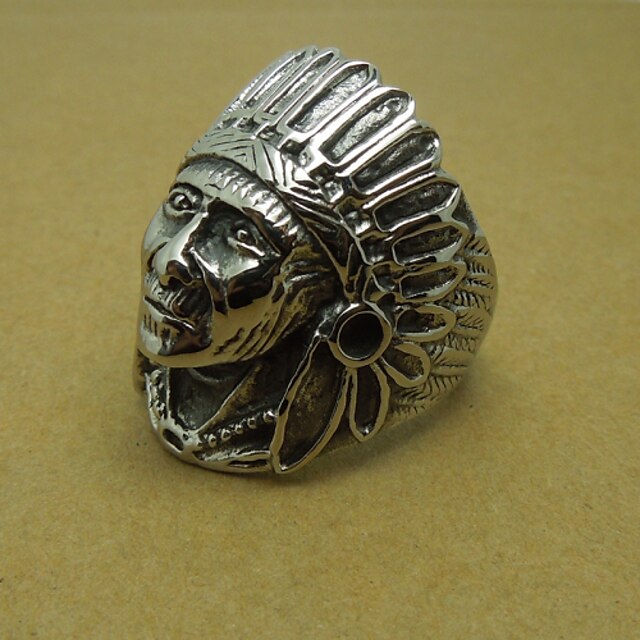  Men's Ancient Indian Chief Titanium Ring