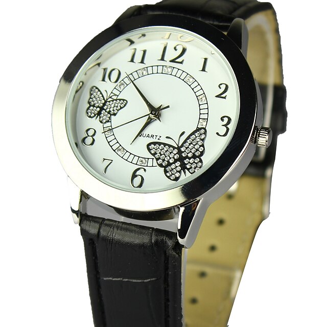 Dames Modieus horloge Dress horloge Polshorloge Kwarts Leer Zwart / Wit / Blauw Vlinder - Wit Zwart Roze