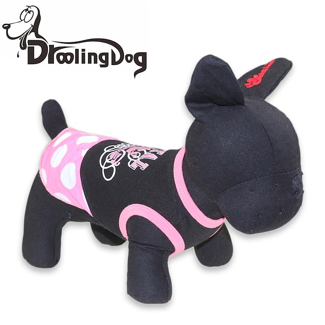  Cat Dog Dress Puppy Clothes Polka Dot Dog Clothes Puppy Clothes Dog Outfits Breathable Black / Pink Costume for Girl and Boy Dog Cotton XS S M L