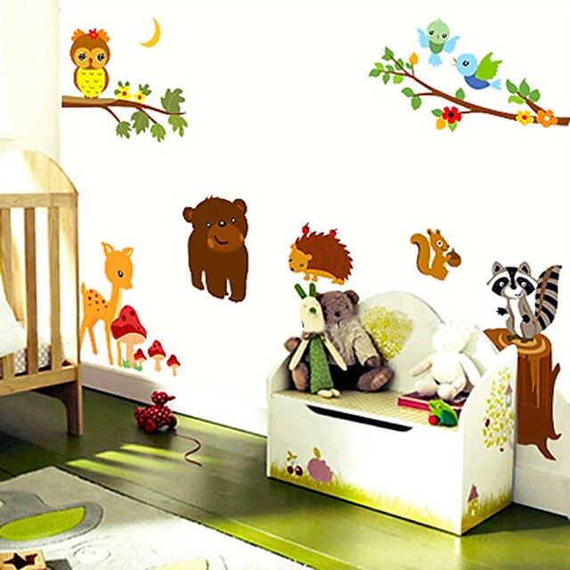  decalques de parede adesivos de parede, animais dos desenhos animados de parede pvc etiquetas