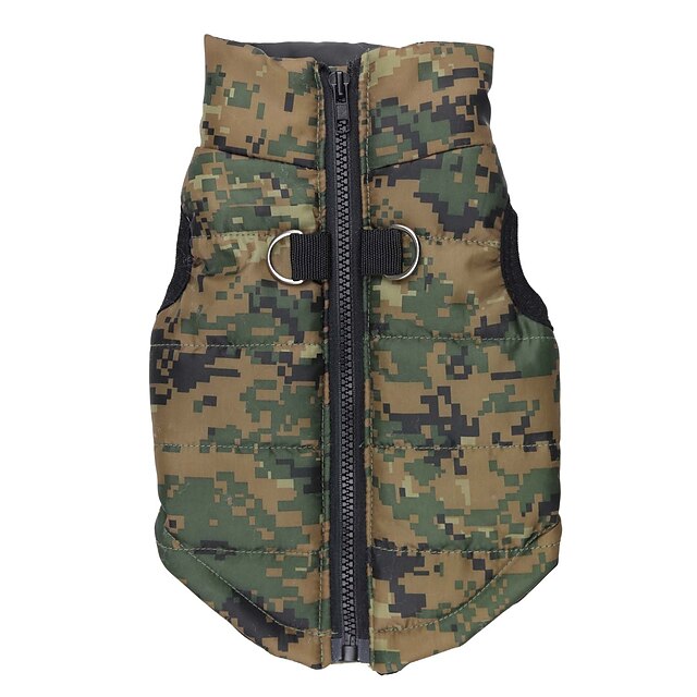  Cat Dog Coat Vest Camo / Camouflage Keep Warm Fashion Outdoor Winter Dog Clothes Breathable Green Costume Terylene XS S M L