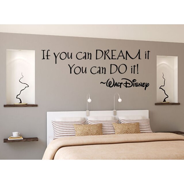  If you can Dream Pre-pasted PVC Inspirational Characters Wall Stickers Home Decoration Wall Decal 38.1X14.2cm For Bedroom Living Room