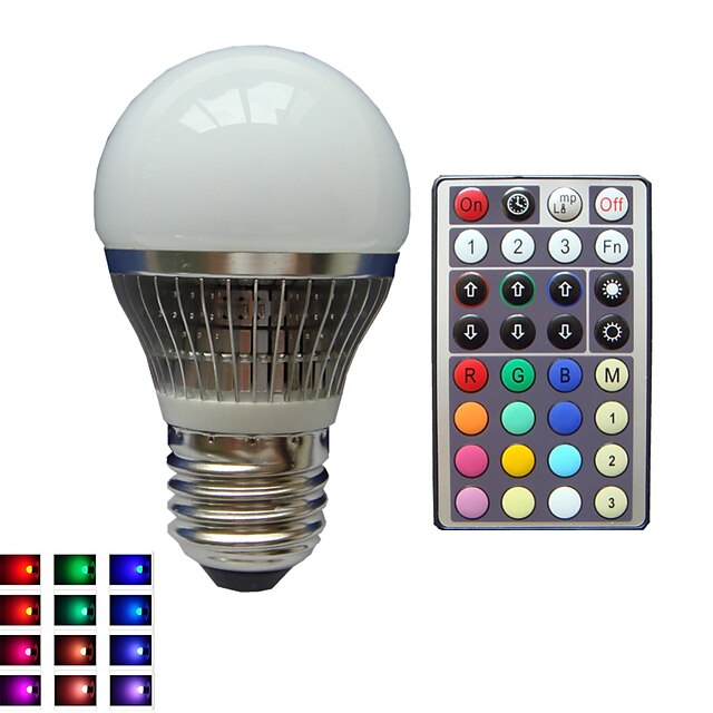  Żarówki LED kulki E26 / E27 A50 1 Koraliki LED LED wysokiej mocy Przygaszanie Zdalnie sterowana Dekoracyjna RGB 85-265 V / 1 szt. / ROHS