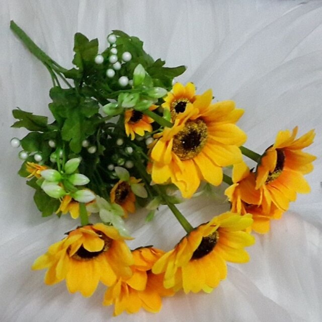  Artificial Flowers 1 Branch Pastoral Style Sunflowers Tabletop Flower