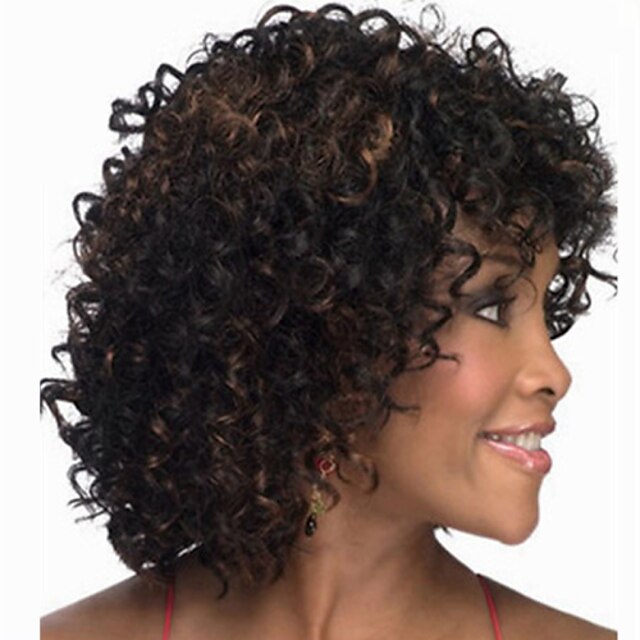  Synthetische Perücken Locken Asymmetrischer Haarschnitt Perücke Mittlerer Länge Braun Synthetische Haare Damen Natürlicher Haaransatz Schwarz