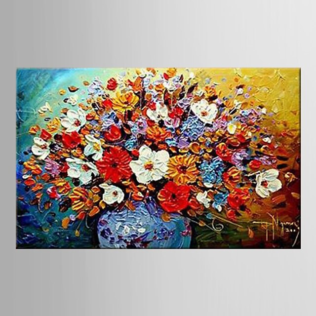  Hang-Malowane obraz olejny Ręcznie malowane - Kwiatowy / Roślinny / Pejzaż abstrakcyjny Fason europejski Brezentowy