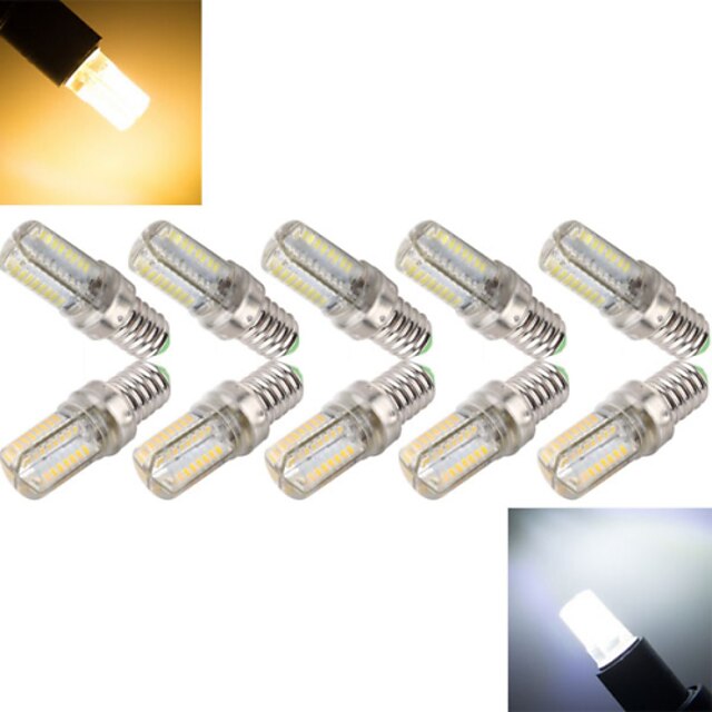  LED kukorica izzók 800-1000 lm E14 64 LED gyöngyök SMD 3014 Meleg fehér Hideg fehér 220-240 V / 10 db. / RoHs / CE / CCC