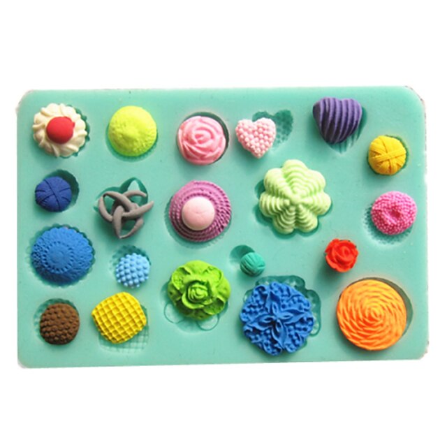  Button Fastener Fondant Cake Molds Chocolate Mould For The Kitchen Baking Clay Mold Sugarcraft Decoration Tool