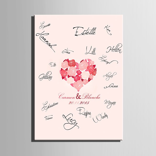  E-HOME® Personalized Signature Canvas Frame-Rose Love Coral Wedding