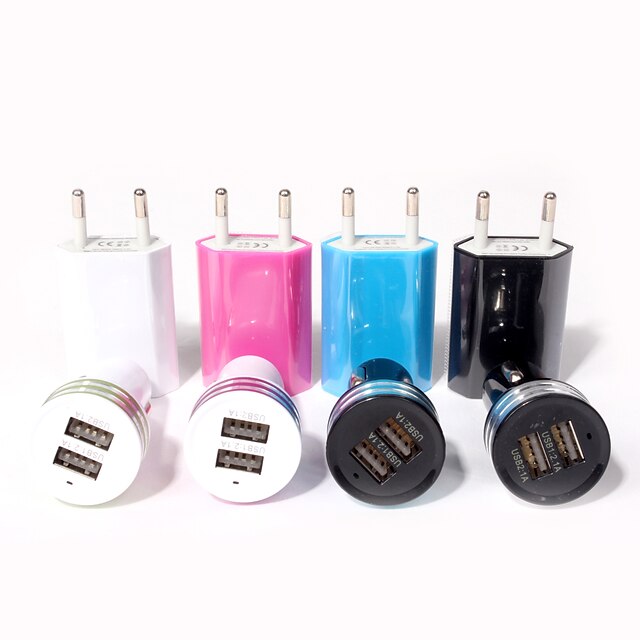  Chargeur pour auto / Chargeur Secteur / Chargeur Portable Chargeur USB Prise UE Kit de Chargeur / Multiport 3 Ports USB 2.1 A / 1 A pour
