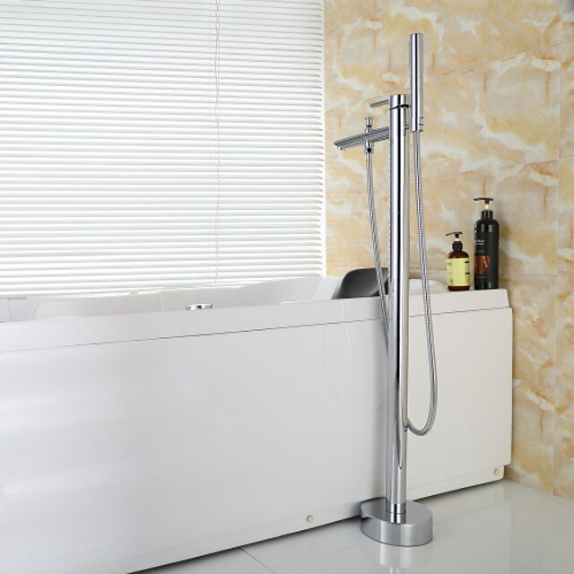  Contemporary Handshower Included/Floor Standing Tub Brass Chrome