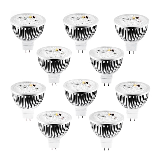  10pcs 4 W 320 lm MR16 LED-kohdevalaisimet 4 LED-helmet Teho-LED Himmennettävissä Lämmin valkoinen / Kylmä valkoinen / Neutraali valkoinen 12 V / 10 kpl / RoHs