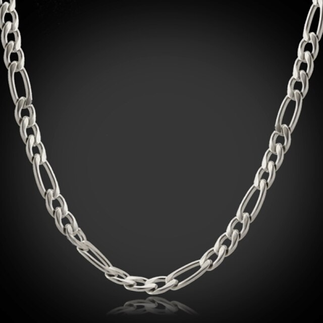  Women's Chain Necklace Figaro Chunky Ladies Fashion Stainless Steel Titanium Steel Steel Silver Necklace Jewelry For Christmas Gifts Wedding Party Special Occasion Birthday Gift