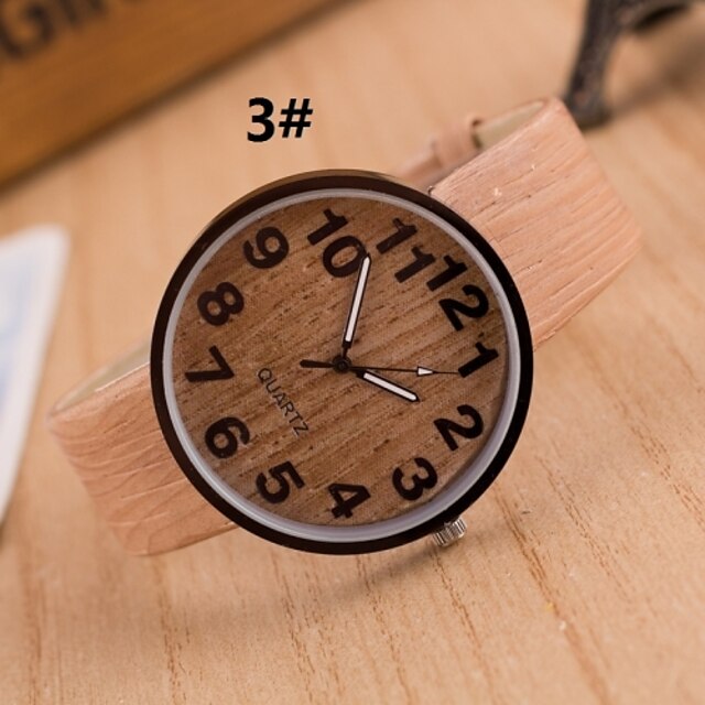  Women's Fashion Wood Grain Four Digital Quartz Analog Denim Cloth Band Wrist Watch(Assorted Colors)