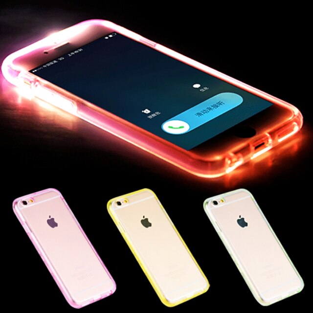  Phone Case For Apple Back Cover iPhone 6s Plus iPhone 6s iPhone 6 Plus iPhone 6 LED Flash Lighting Transparent Solid Colored Soft TPU