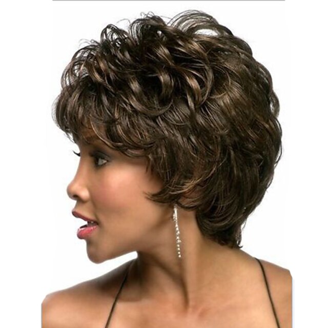  Synthetic Wig Natural Wave Style Capless Wig Medium Brown Women's Wig Costume Wig