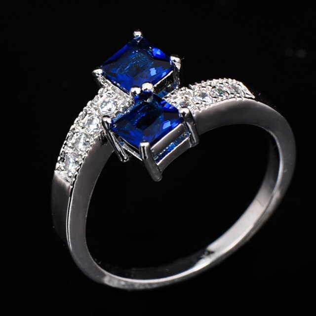  Women's Statement Ring - Zircon, Cubic Zirconia, Imitation Diamond Fashion 6 / 7 / 8 / 9 / 10 Blue For Wedding Party Daily