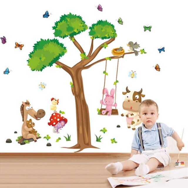  Wall Decal Decorative Wall Stickers - Animal Wall Stickers Animals Cartoon Botanical Removable Washable