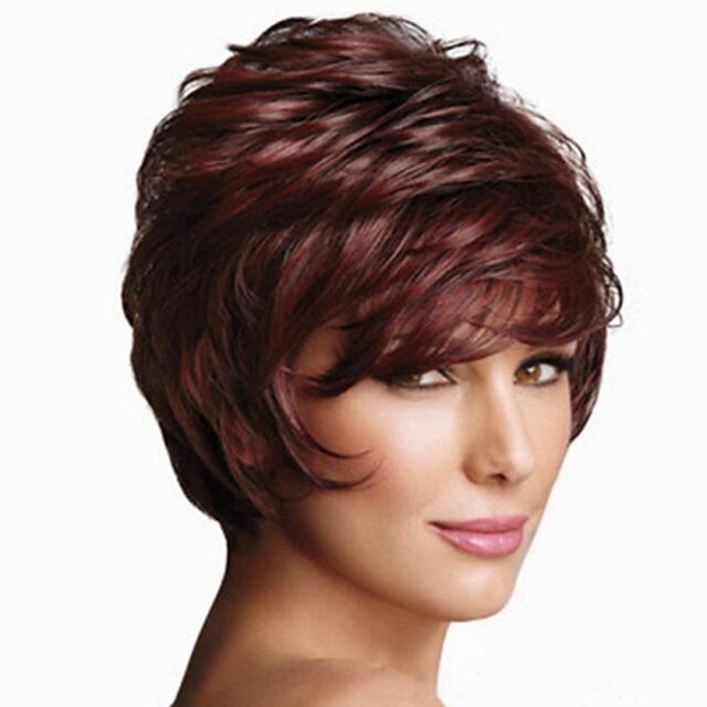  Synthetic Wig Natural Wave Style Capless Wig Dark Auburn Women's Wig Costume Wig