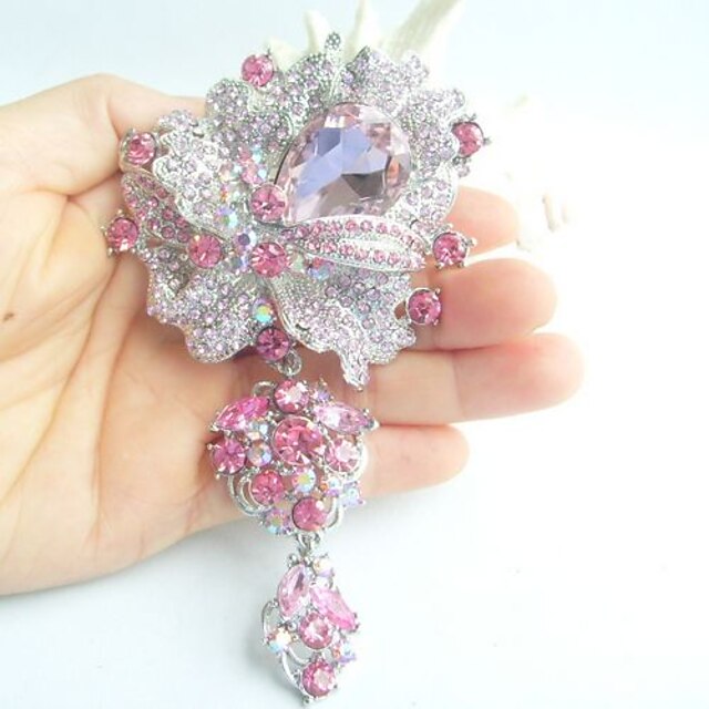  γυναικεία αξεσουάρ ασήμι-Ήχος ροζ στρας κρύσταλλο κουνάμε λουλούδι καρφίτσα art deco καρφίτσα γυναίκες μπουκέτο κοσμήματα
