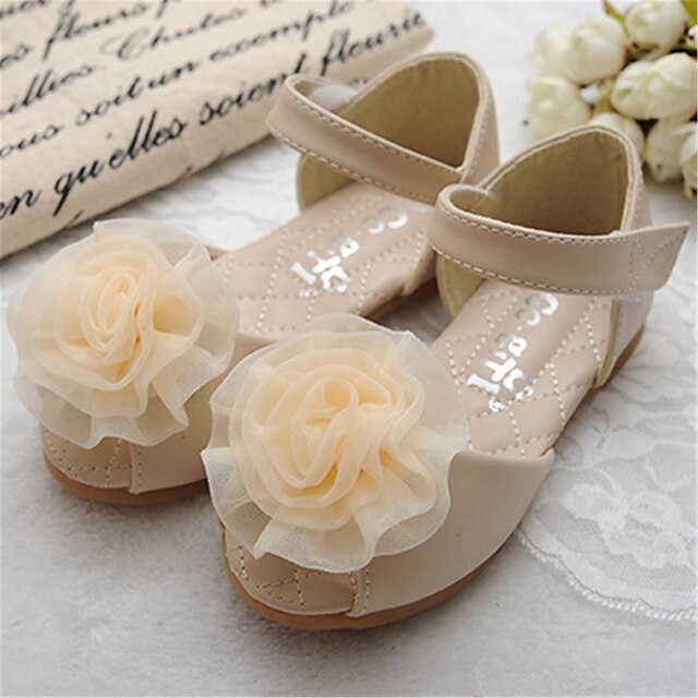  Girls' Shoes Leatherette Spring / Summer Sandals Flat Heel Flower Pink / Beige