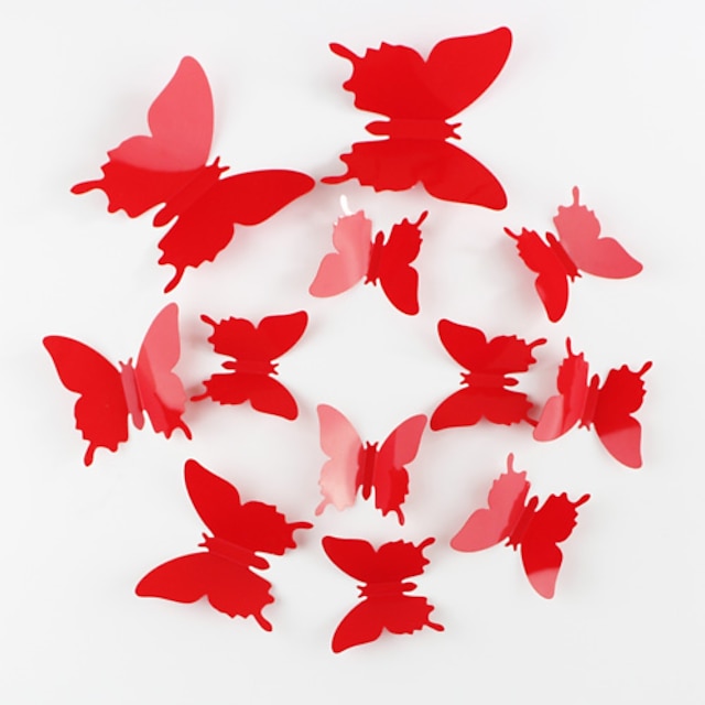  Environmental Protection 3D Butterfly  Wall Stickers 12PCS/SET Red