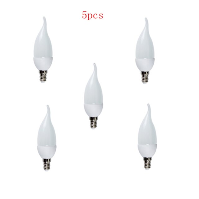  5 шт. 3W 150lm E14 LED лампы в форме свечи C35L 10 Светодиодные бусины SMD 2835 Декоративная Тёплый белый / Холодный белый 220-240V