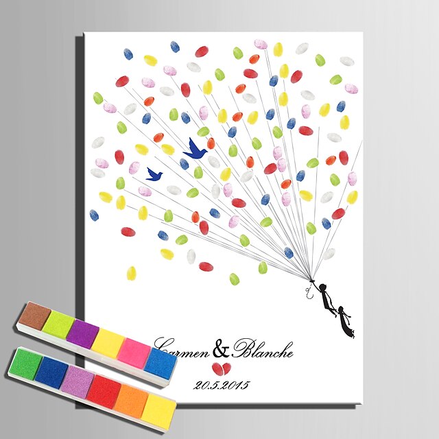  E-HOME® Personalized Fingerprint Painting Canvas Prints -Flight Sim (Includes 12 Ink Colors)