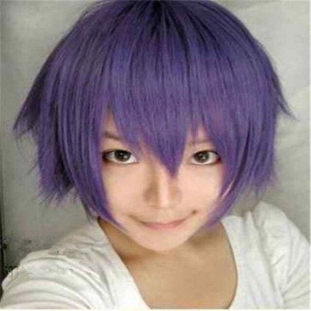 Cosplay Costume Wig Synthetic Wig Natural Wave Natural Wave Wig Short Purple Synthetic Hair Women's Purple