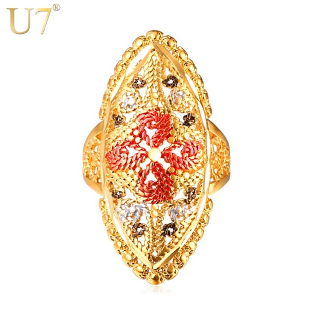  U7® Women's Special Design with 18K Real Gold Plated Hollow Pattern  Statement Ring