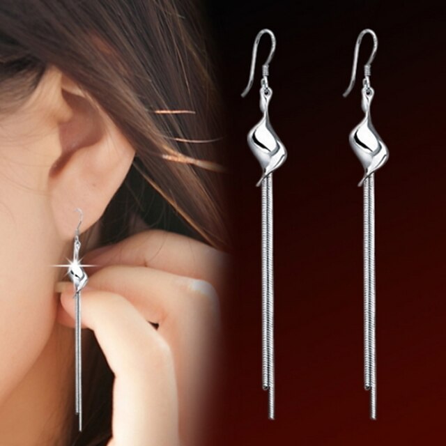  Women's Exaggerated Reverse Silver Drop Earrings Elegant Style