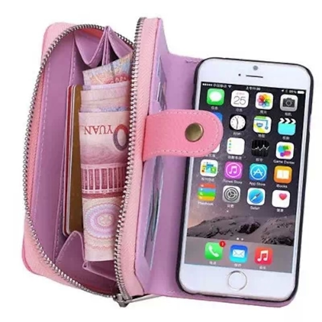  Case For Apple iPhone 8 / iPhone 8 Plus / iPhone 6 Plus Wallet / Card Holder Pouch Bag Solid Colored Hard Genuine Leather for iPhone 8 Plus / iPhone 8 / iPhone 7 Plus