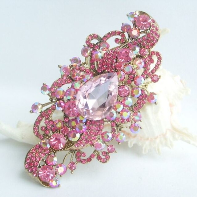  Women Accessories Gold-tone Pink Rhinestone Crystal Flower Brooch Art Deco Crystal Brooch Bouquet Women Jewelry