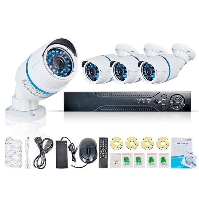  JOOAN Ultra Cheap Price 4CH CCTV Network DVR Kit 1.0MP Outdoor/indoor Security POE IP Camera CCTV Home Security System