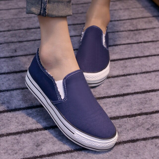 Women's Shoes Fabric Platform Comfort Round Toe Loafers Casual Blue/Pink/White