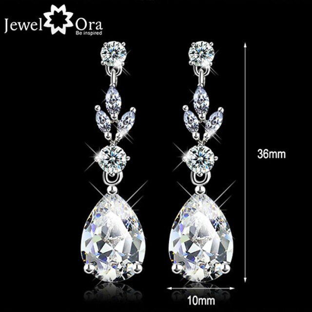  Women's Diamond Cubic Zirconia tiny diamond Drop Earrings Pear Cut Solitaire Dangling Dangle Ladies Elegant Zircon Cubic Zirconia Earrings Jewelry White For Wedding Masquerade Engagement Party Prom