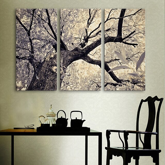  e-Home® Lærredstryk kunst træet dekoration maleri sæt af 3
