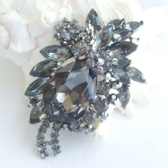  Women Accessories Gray Rhinestone Crystal Brooch Bouquet Art Deco Flower Brooch Women Jewelry