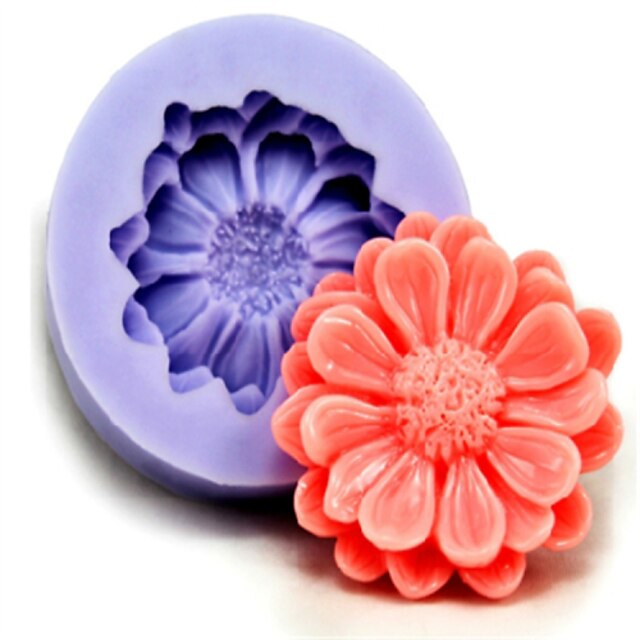  Bakeware Silicone Flower Baking Molds for Fondant Candy Chocolate Cake (Random Colors)