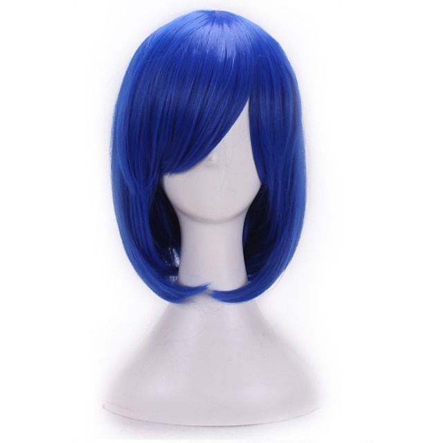  Cosplay Kostüm Perücke Synthetische Perücken Perücken Glatt Gerade Asymmetrischer Haarschnitt Perücke Kurz Blau Synthetische Haare Damen Natürlicher Haaransatz Blau