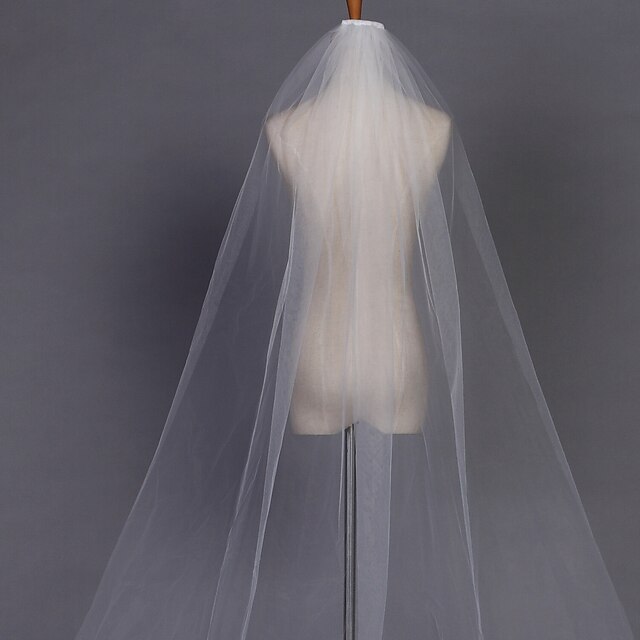  One-tier Pencil Edge Wedding Veil Chapel Veils 53 110.24 in (280cm) Tulle