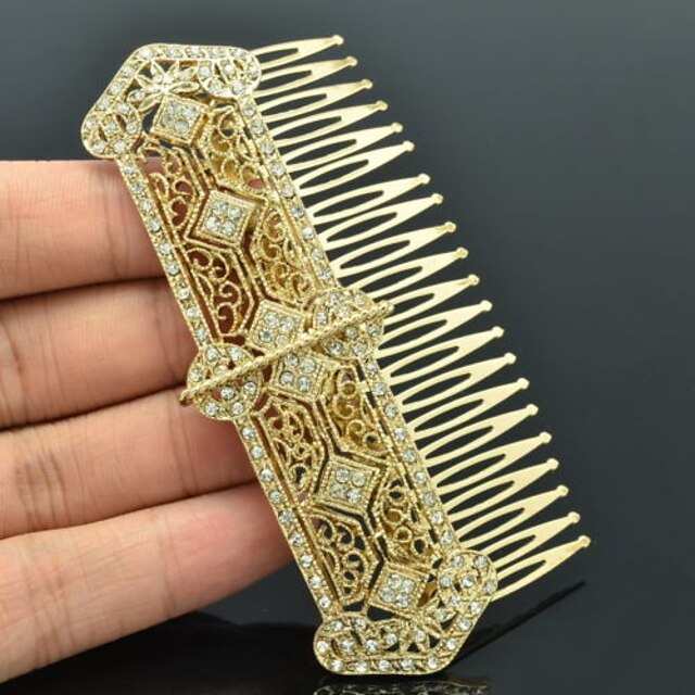  9cm Vintage Style Women Party Jewelry Gold Rhinestone Palace Hair Comb Headband
